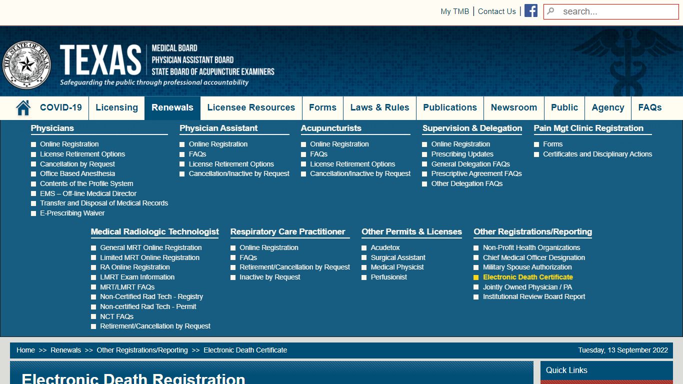 Electronic Death Certificate - Texas Medical Board